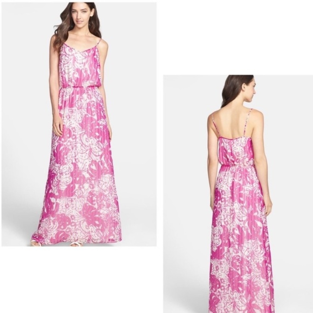 Lilly Pulitzer Metallic Purple + Gold Maxi Dress Size Small. Perfect Holidays! - Picture 4 of 12